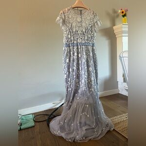 Needle & Thread Blue and Cream Lace Dress
